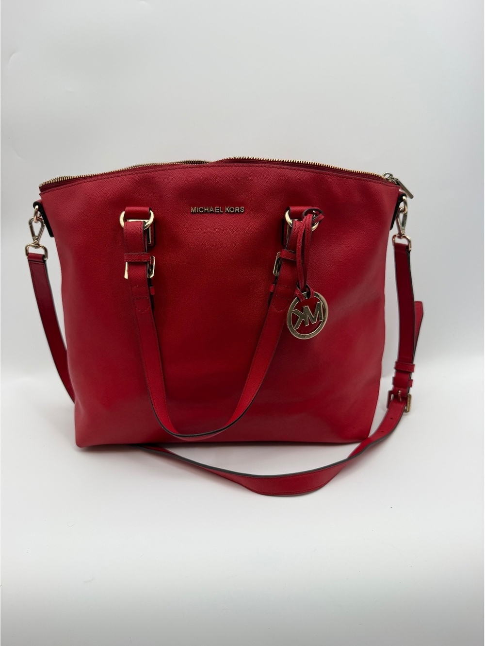 Michael Kors Red Leather Tote Bag